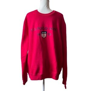 U.S. Polo Assn. Graphic Logo Red Long Sleeve Crewneck Fleece Sweater Men’s XL